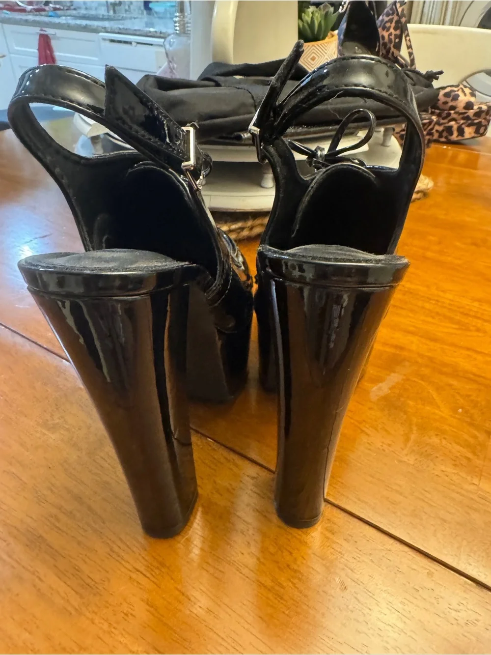 Black Patent Platform Slingback Heels